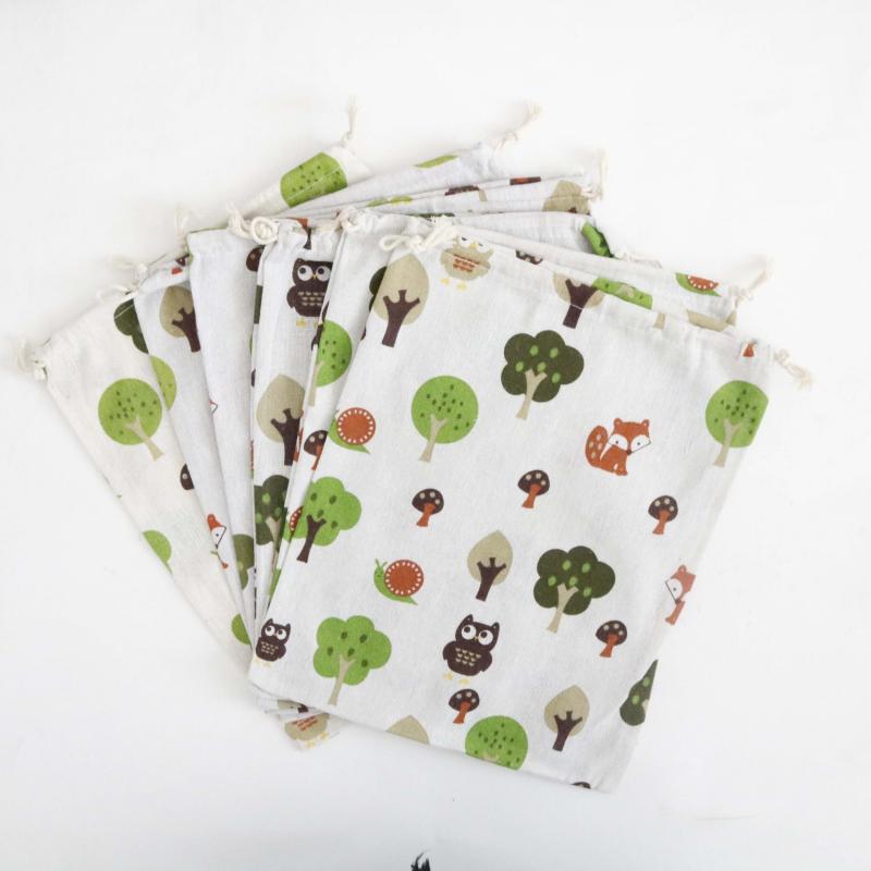 6pcs Animal Plant Cloth Shoes Storage Bag Reusable Jewelry Pouches