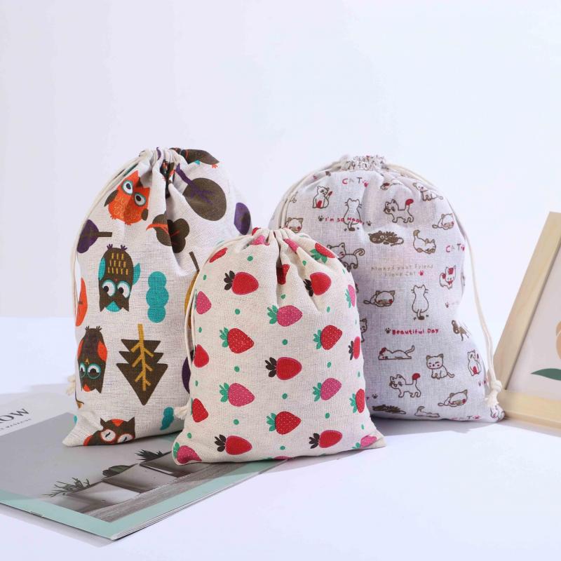 6pcs Animal Plant Cloth Shoes Storage Bag Reusable Jewelry Pouches