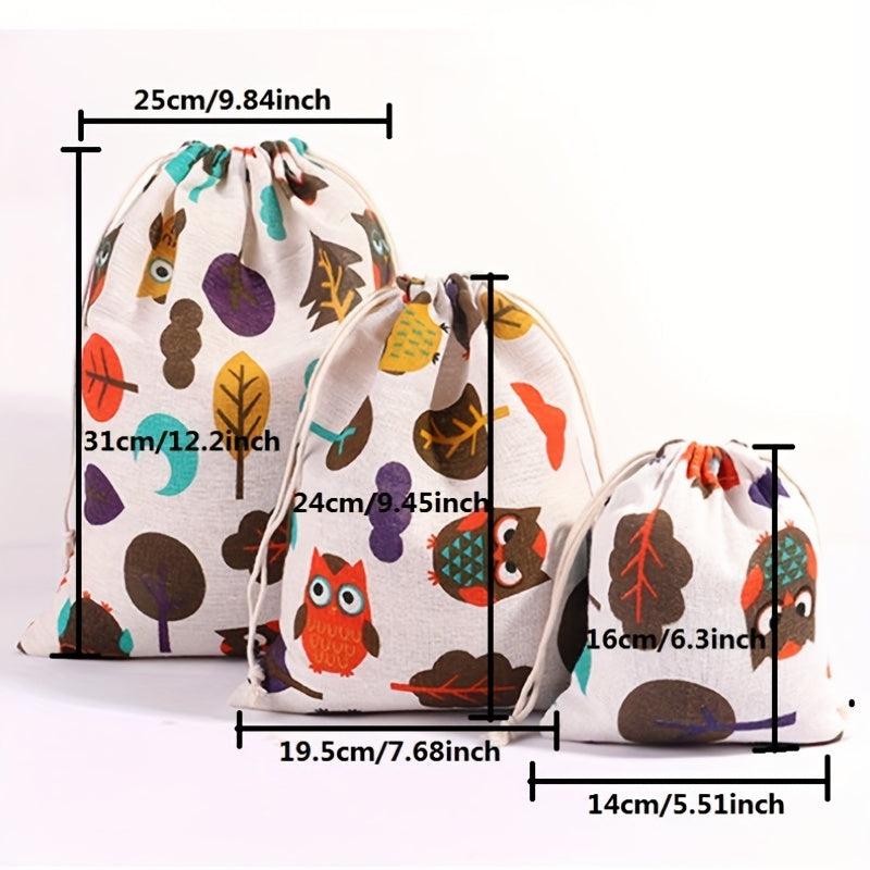6pcs Animal Plant Cloth Shoes Storage Bag Reusable Jewelry Pouches