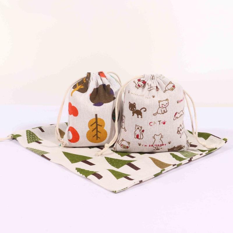 6pcs Animal Plant Cloth Shoes Storage Bag Reusable Jewelry Pouches