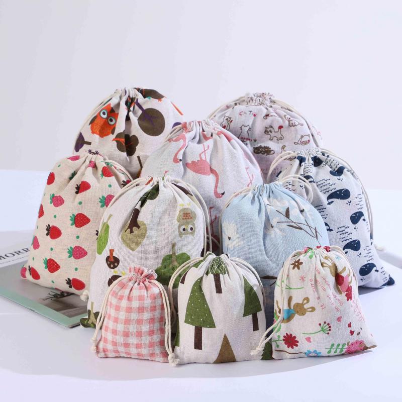 6pcs Animal Plant Cloth Shoes Storage Bag Reusable Jewelry Pouches