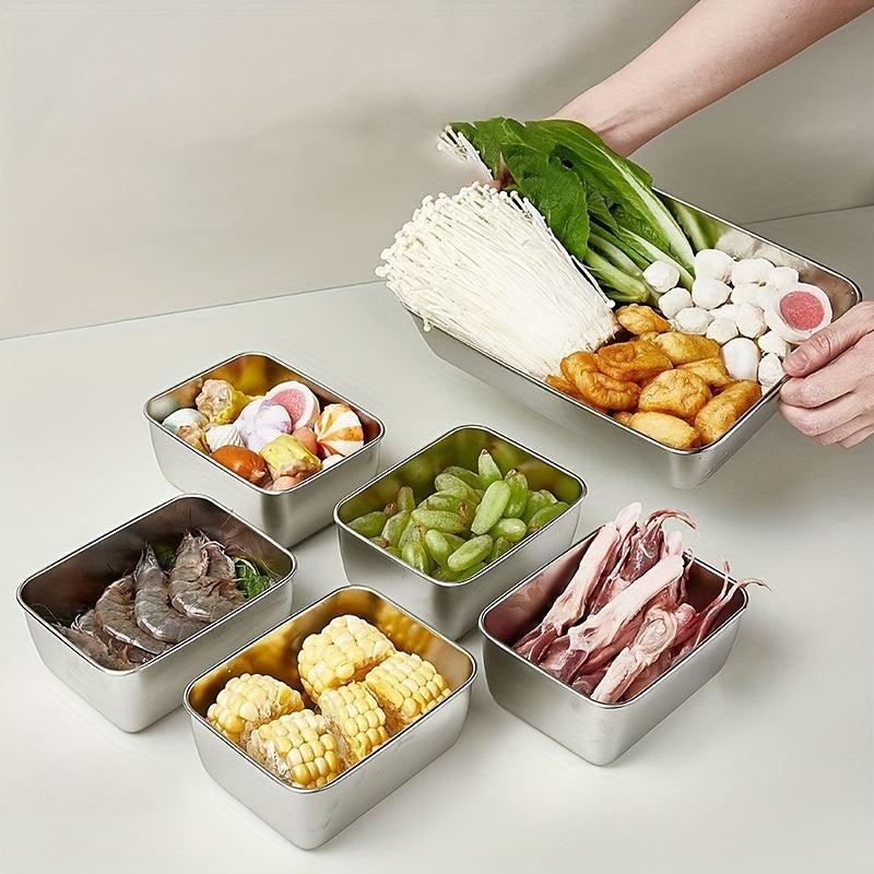 Stainless Steel Sealed Box Fruits Vegetables Storage Refrigerator Crisper