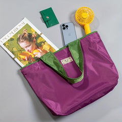 Purple Foldable Shopping Bag Waterproof Storage Bag Portable Supermarket