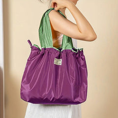 Purple Foldable Shopping Bag Waterproof Storage Bag Portable Supermarket