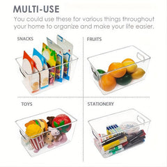 3pcs Plastic Storage Bins With Handles BPA-Free Kitchen Organization
