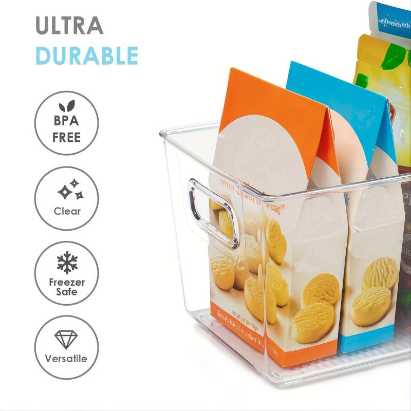 3pcs Plastic Storage Bins With Handles BPA-Free Kitchen Organization