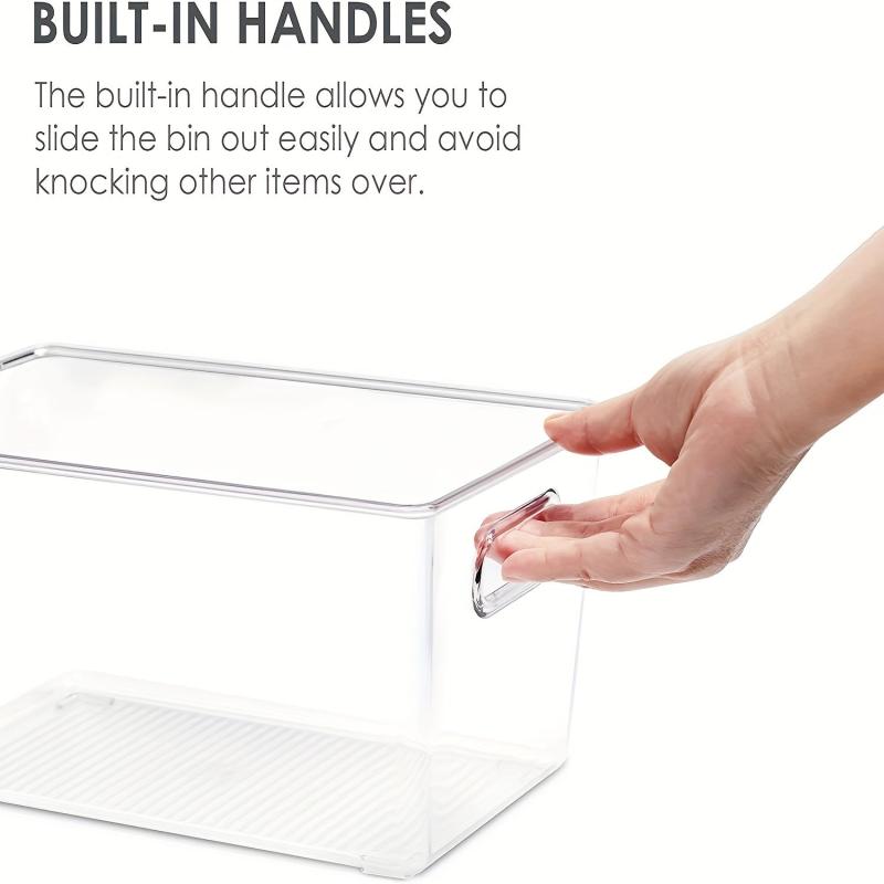 3pcs Plastic Storage Bins With Handles BPA-Free Kitchen Organization