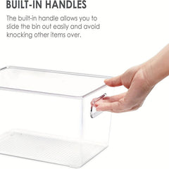 3pcs Plastic Storage Bins With Handles BPA-Free Kitchen Organization