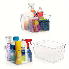 3pcs Plastic Storage Bins With Handles BPA-Free Kitchen Organization