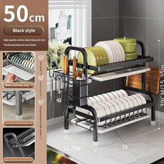 1pc Metal Dish Rack Tabletop Bowl Plate Drainage Storage Kitchen Accessory