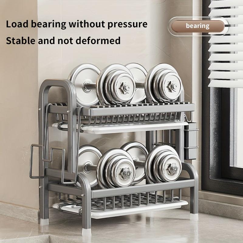 1pc Metal Dish Rack Tabletop Bowl Plate Drainage Storage Kitchen Accessory