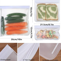 Reusable Frosted PEVA Storage Bag Leak Proof Freezer Safe for Home Kitchen