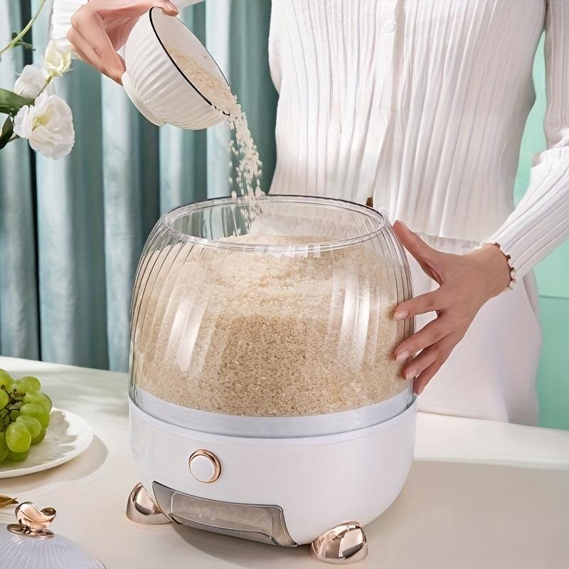 Rotating Rice Bucket Large Capacity Cereal Container