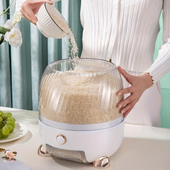 Rotating Rice Bucket Large Capacity Cereal Container