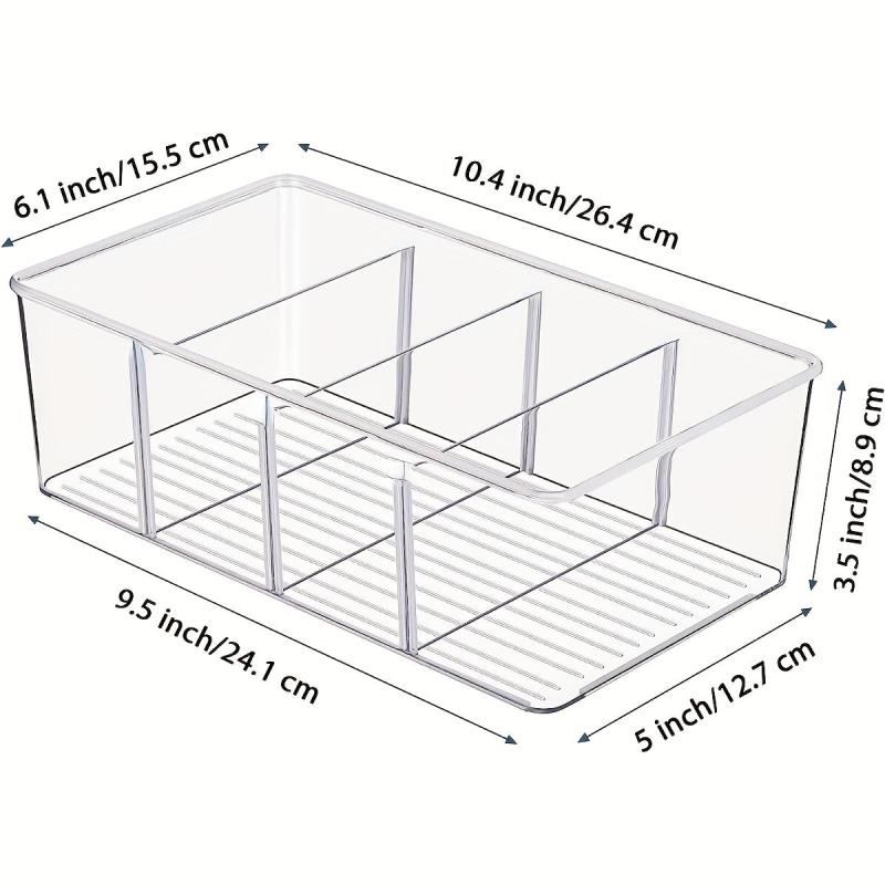 Food Pantry Storage Bins - Clear Plastic Organizer with Dividers - 2 Pack