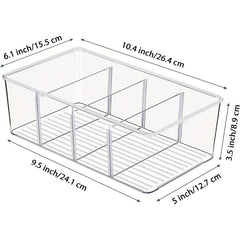 Food Pantry Storage Bins - Clear Plastic Organizer with Dividers - 2 Pack