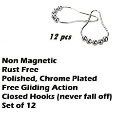 12pcs Decorative Shower Curtain Hook Ring Rust Resistant Stainless Steel