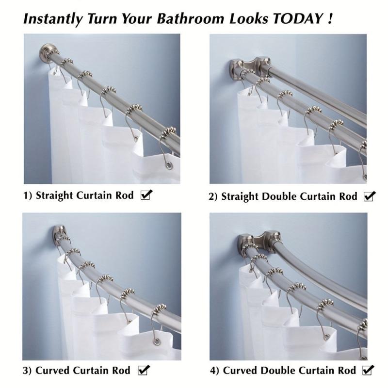 12pcs Decorative Shower Curtain Hook Ring Rust Resistant Stainless Steel