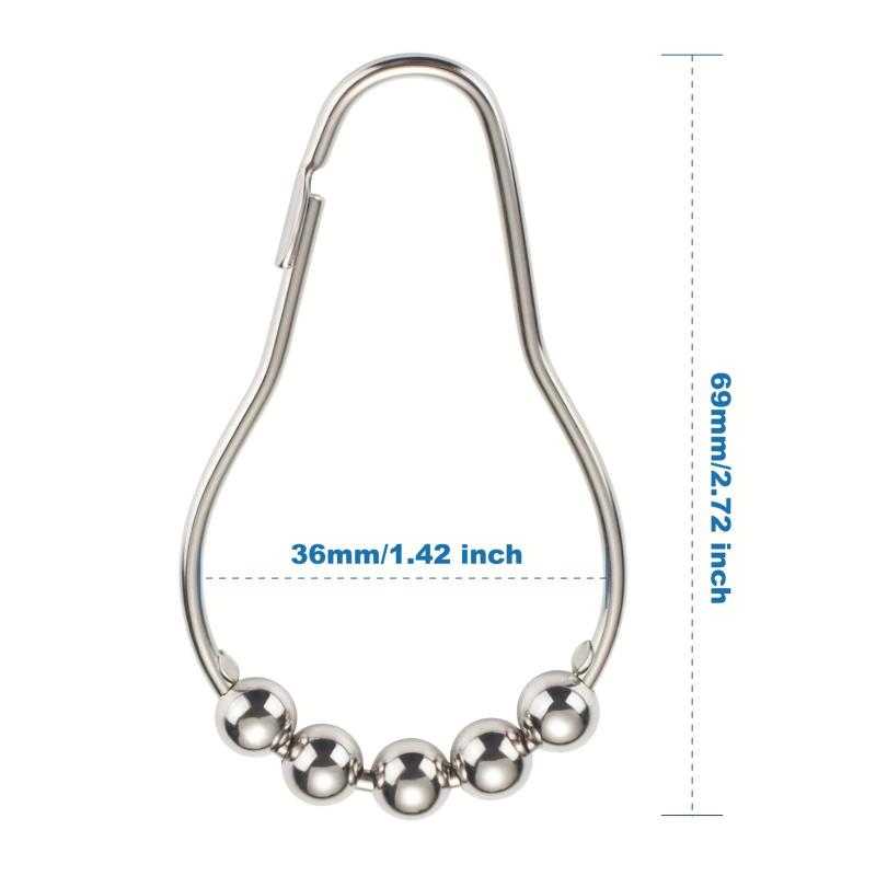 12pcs Decorative Shower Curtain Hook Ring Rust Resistant Stainless Steel