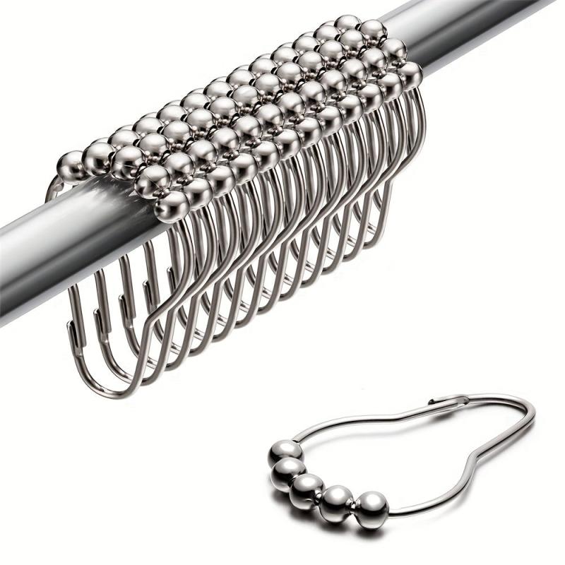 12pcs Decorative Shower Curtain Hook Ring Rust Resistant Stainless Steel