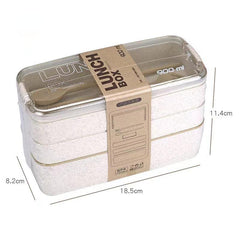 Three Layer Bento Box with Cutlery Lunch Box, Leakproof Food Container