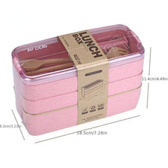Three Layer Bento Box with Cutlery Lunch Box, Leakproof Food Container