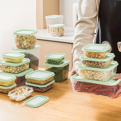 17pcs Plastic Transparent Fresh Keeping Box Kitchen Storage