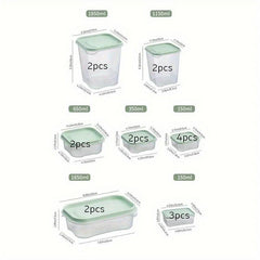 17pcs Plastic Transparent Fresh Keeping Box Kitchen Storage
