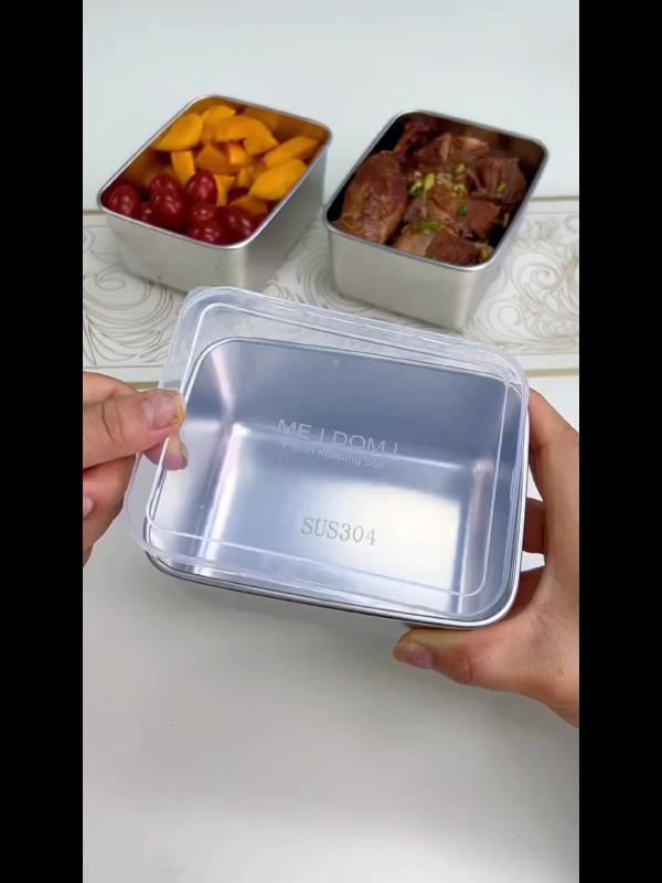 3pcs Stainless Steel Fresh Keeping Box with Lid for Small Meals