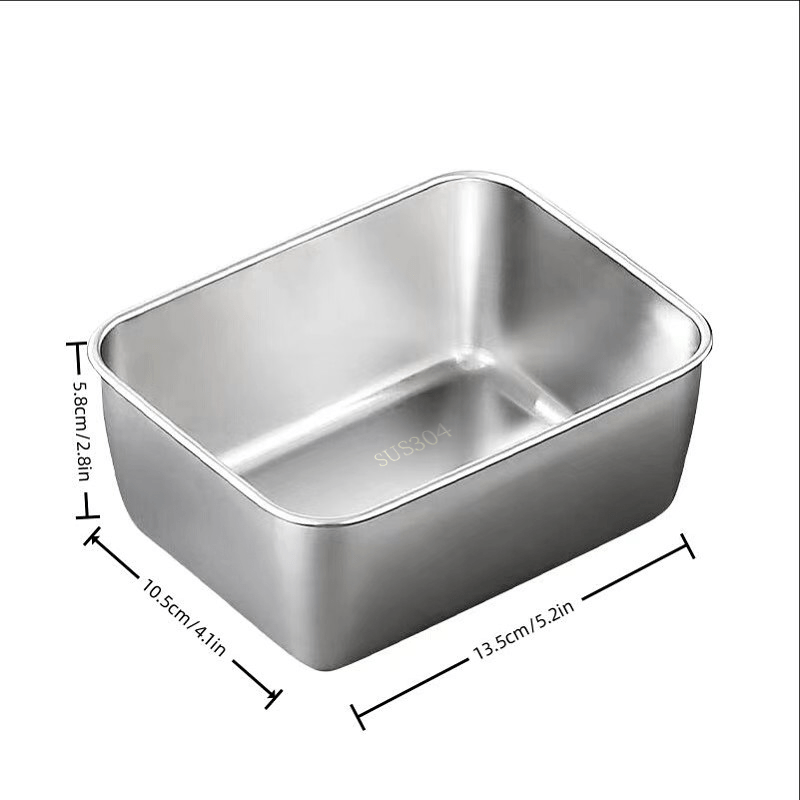 3pcs Stainless Steel Fresh Keeping Box with Lid for Small Meals