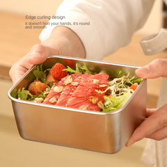 3pcs Stainless Steel Fresh Keeping Box with Lid for Small Meals