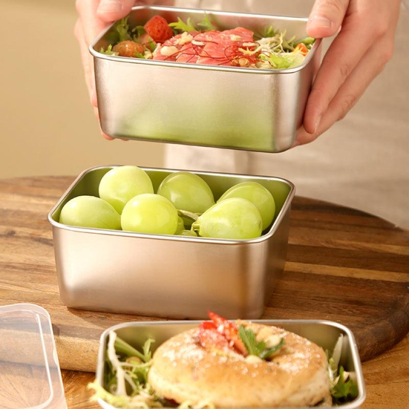 3pcs Stainless Steel Fresh Keeping Box with Lid for Small Meals