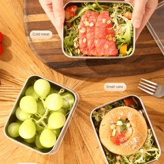 3pcs Stainless Steel Fresh Keeping Box with Lid for Small Meals