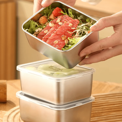 3pcs Stainless Steel Fresh Keeping Box with Lid for Small Meals