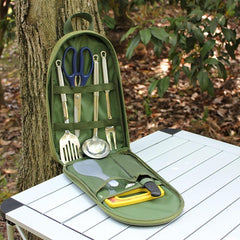 Camping Kitchen Utensil Set with Carry Bag for Outdoor Picnic BBQ Hiking Travel
