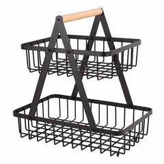 Outdoor Fruit Basket Double layer Storage Rack Camping Portable Picnic Basket