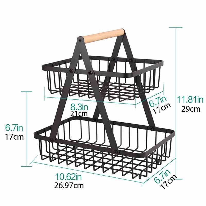 Outdoor Fruit Basket Double layer Storage Rack Camping Portable Picnic Basket