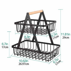Outdoor Fruit Basket Double layer Storage Rack Camping Portable Picnic Basket