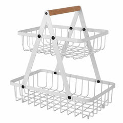 Outdoor Fruit Basket Double layer Storage Rack Camping Portable Picnic Basket