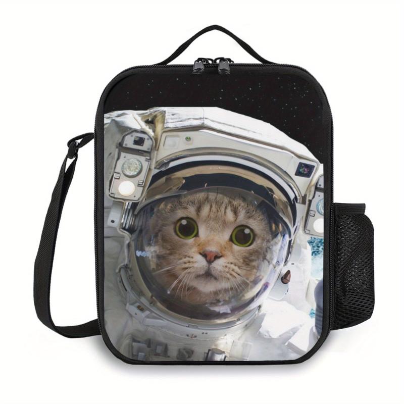 Backpack Cat Astronaut Pattern Lunch Bag Insulated Lunch Box