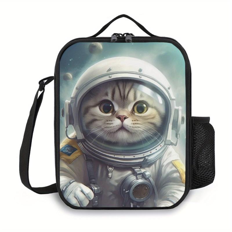 Backpack Cat Astronaut Pattern Lunch Bag Insulated Lunch Box
