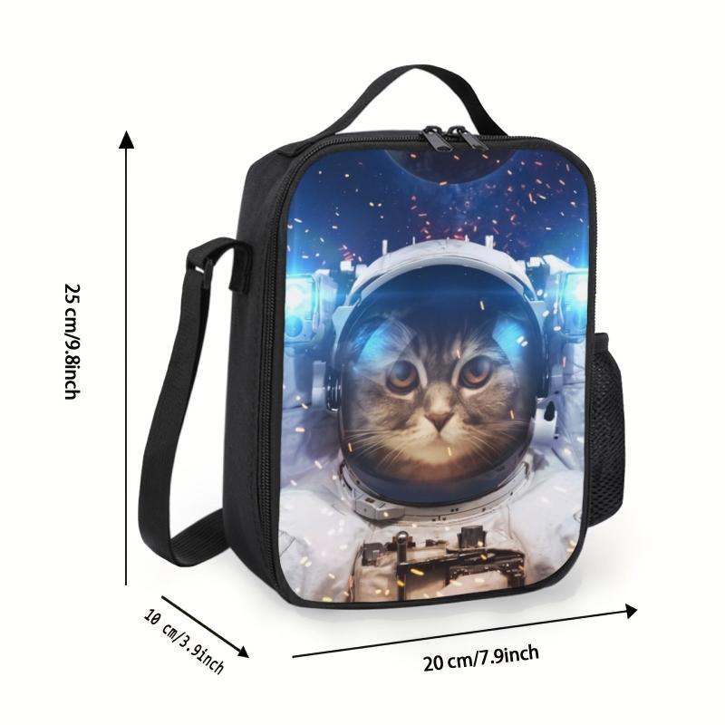 Backpack Cat Astronaut Pattern Lunch Bag Insulated Lunch Box
