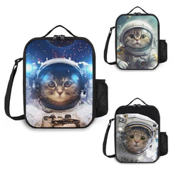 Backpack Cat Astronaut Pattern Lunch Bag Insulated Lunch Box