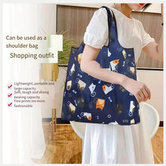 Flower Cloth Polyester Shopping Bag Eco-friendly Portable Large Cap