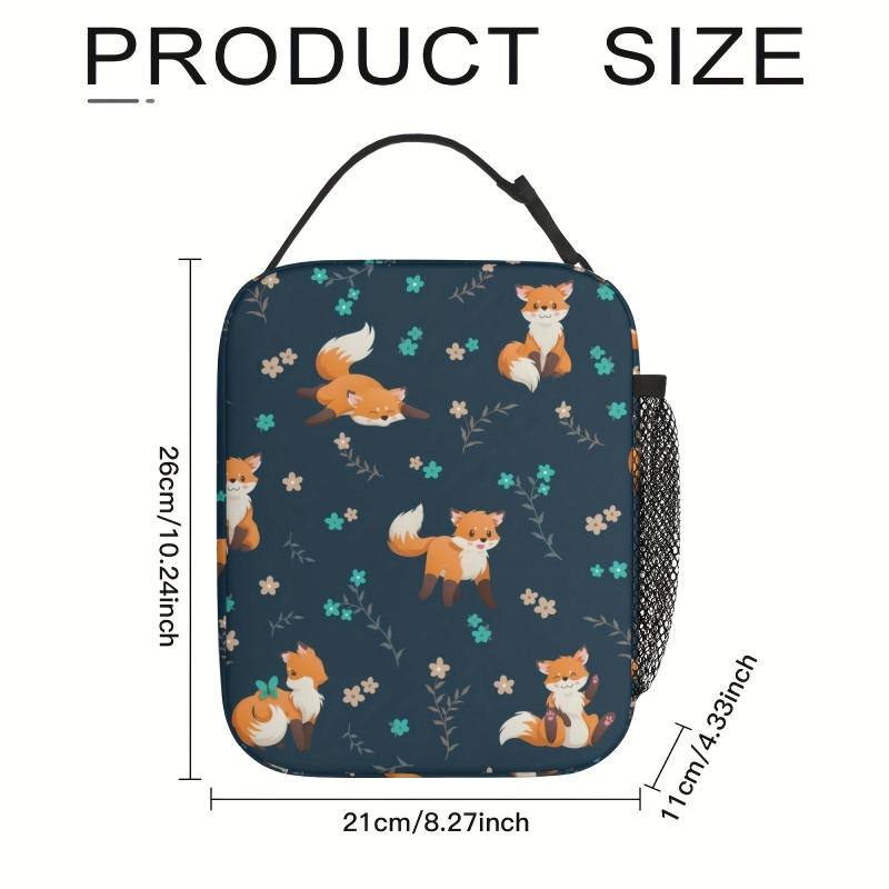 Fox Lunch Bag Astronauts Guinea Pig Pattern Insulated Container