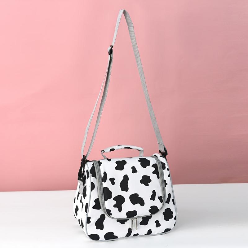 Cow Pattern Lunch Bag Portable Insulation Bento Bag