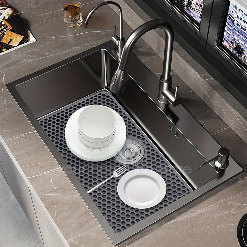 Large Silicone Sink Mat Drain Protectors Non-slip Heat Resistant Farmhouse Pad