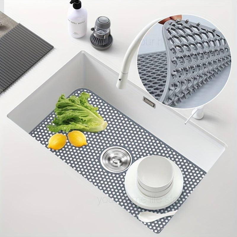 Large Silicone Sink Mat Drain Protectors Non-slip Heat Resistant Farmhouse Pad
