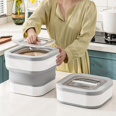 Collapsible Rice Bucket With Measuring Cup Large Capacity