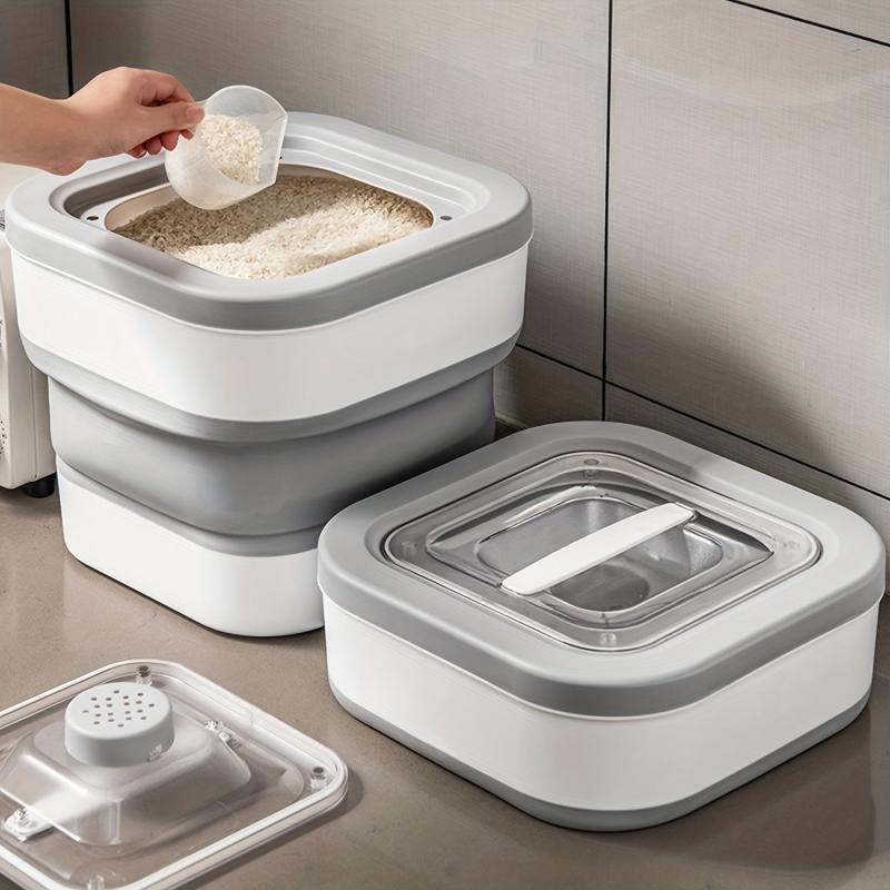 Collapsible Rice Bucket With Measuring Cup Large Capacity